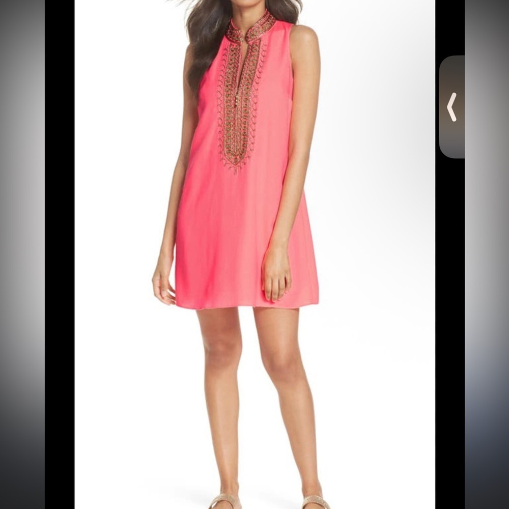 Lilly Pulitzer Coral Mini Dress with Embroidery